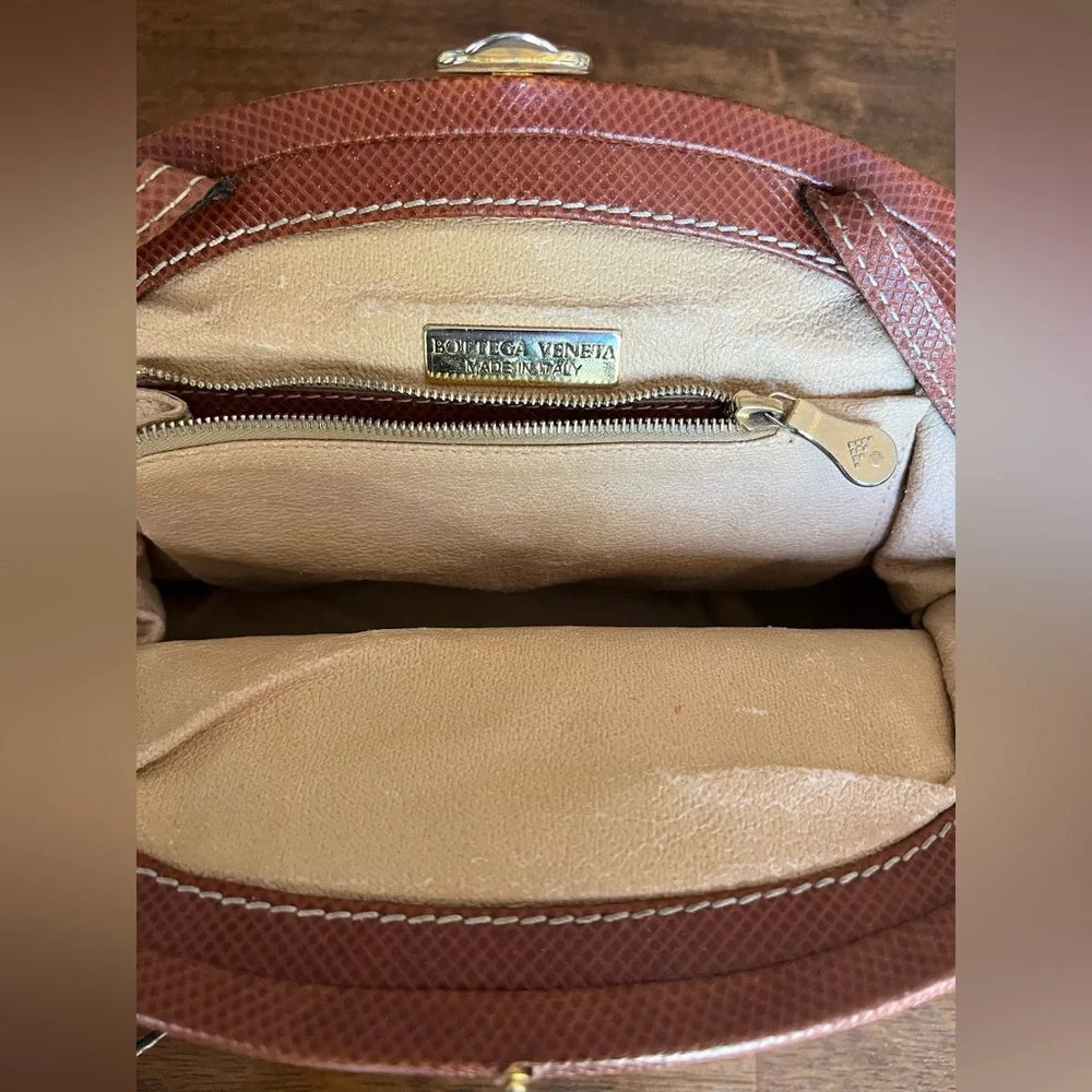 Classic Two-Tone Bottega Bag in Brown and Cream